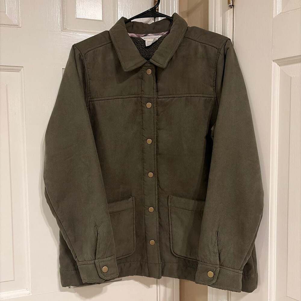 Boston Traders Women's Olive Green Faux Suede Sherpa Fleece Jacket Size S
